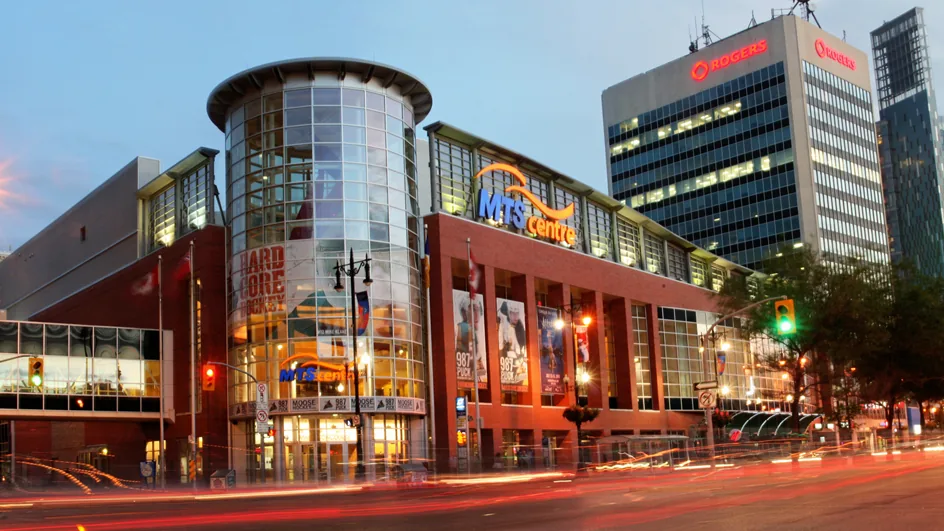 Exterior of Canada Life Centre in downtown Winnipeg