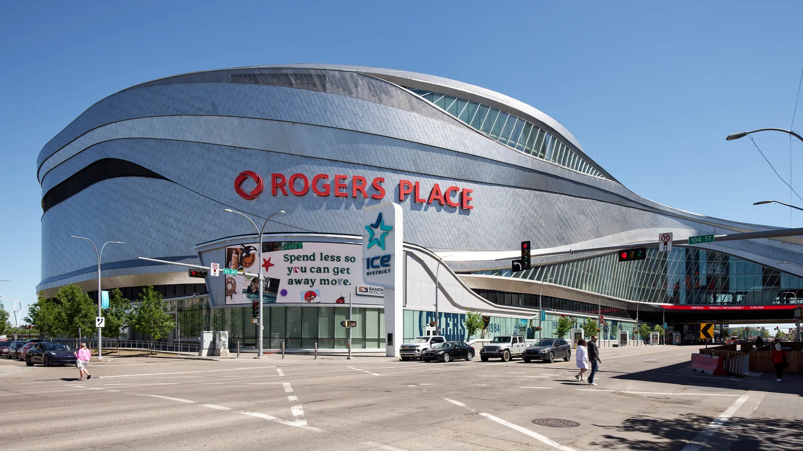 Exterior of Rogers Place in downtown Edmonton